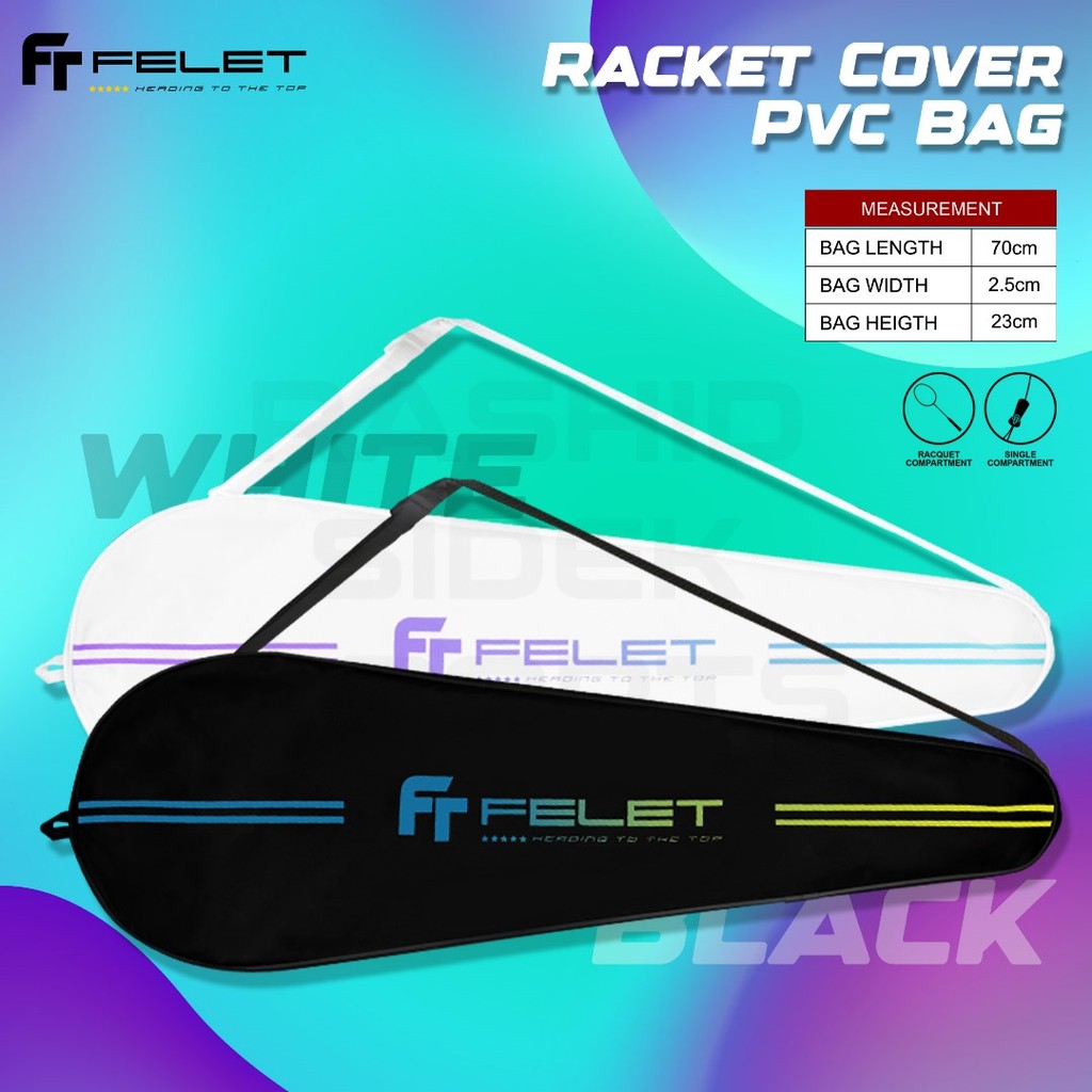 Felet Racket Cover PVC Black/White Two Color Single Compartment Fit 1-2 ...