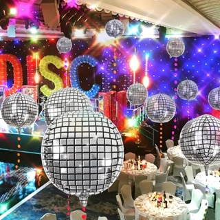 5Pcs 22Inch Disco Ball Balloons 90s Party Decorations 4D Large Silver Foil  Balloon Disco Dance Party Birthday Party Wedding