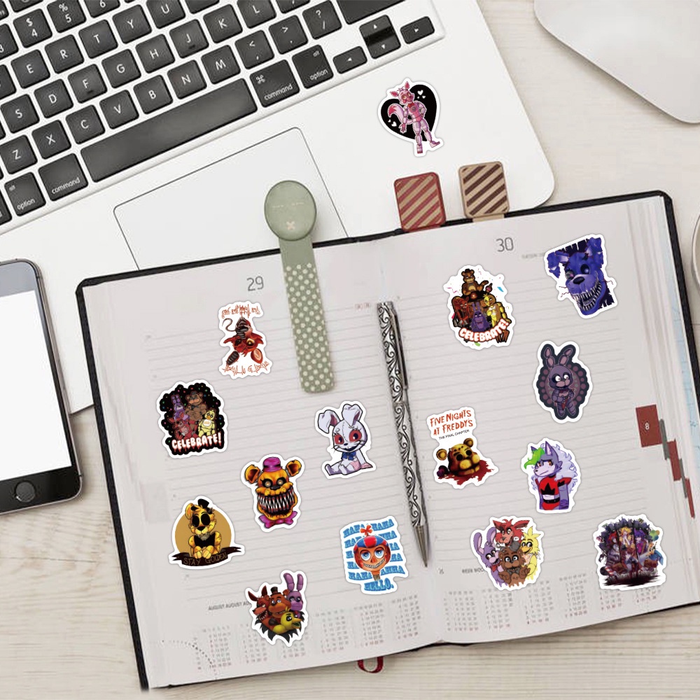 FNAF Five Nights at Freddy's Stickers Freddy Foxy Bonnie Chica Horror ...