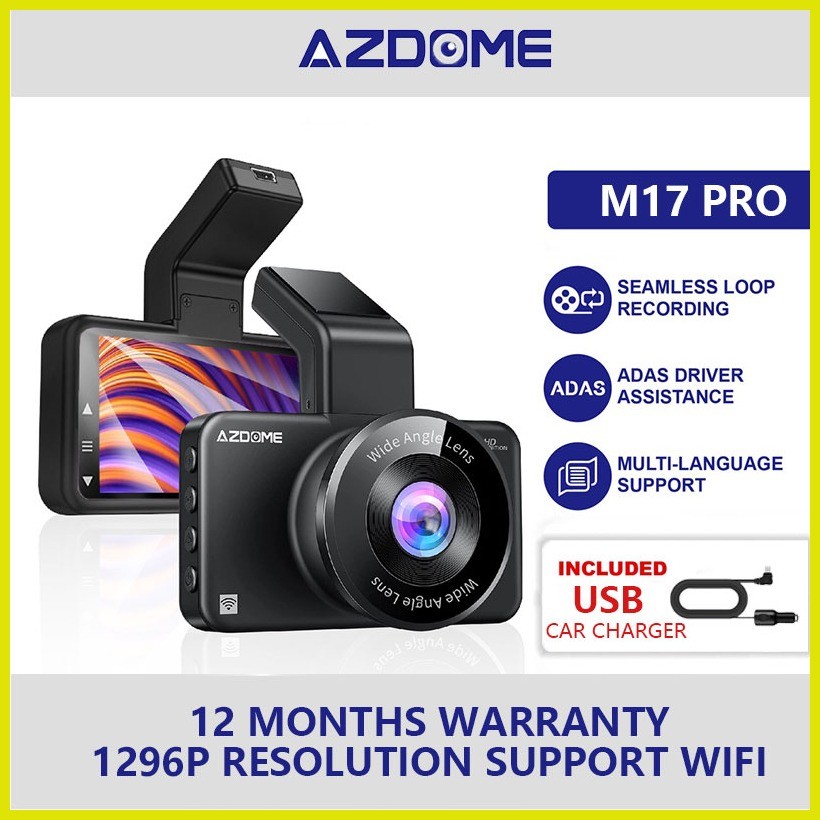 ∈ AZDOME M17 PRO 1296P Full HD Dual Channel Dash Cam Night Vision ADAS ...