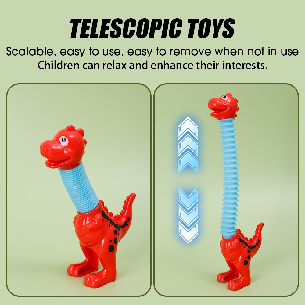 Variable Fun Cartoon Dinosaur Telescopic Tube Toys Kids Puzzle Stretch ...