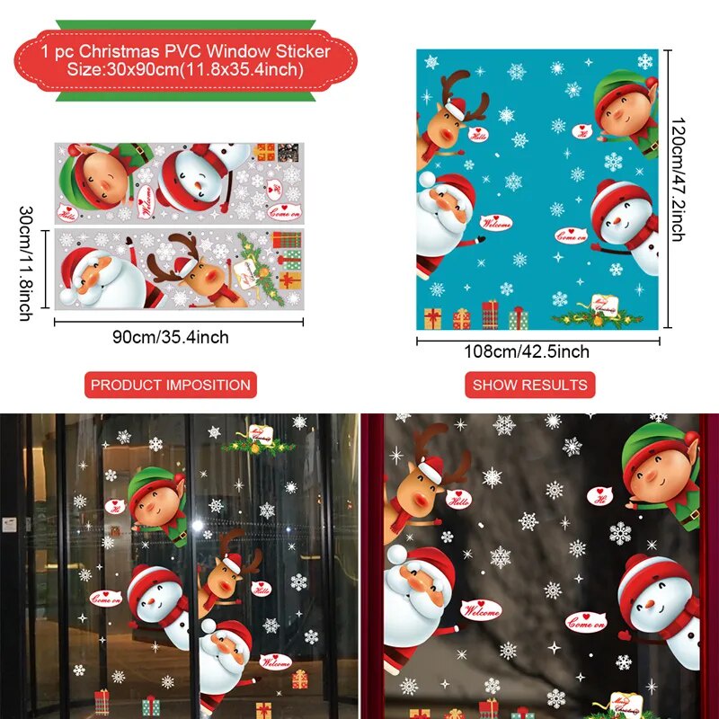 Xmas Decors Christmas Window Stickers Merry Christmas Decorations for