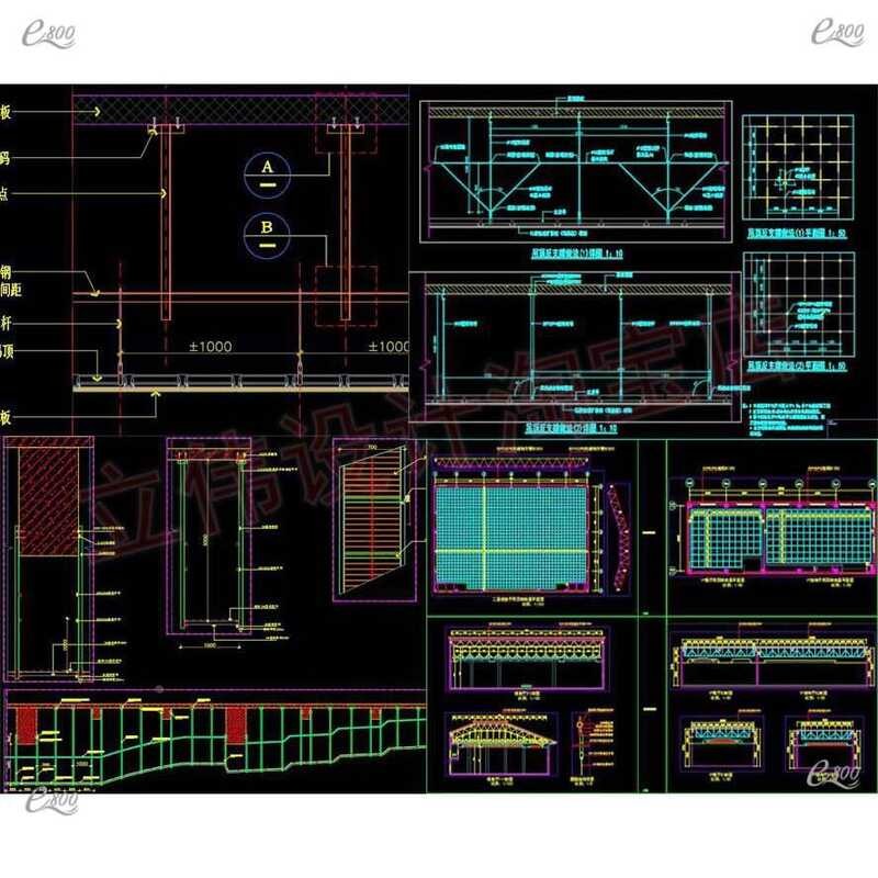 CAD drawing of the cross-section node of the suspended ceiling anti ...