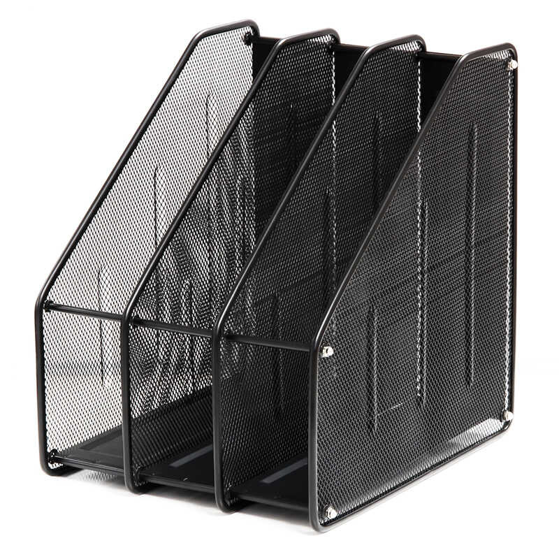 Iron Metal Mesh Folder File Box Triple Desktop Storage Stand, Data Book ...
