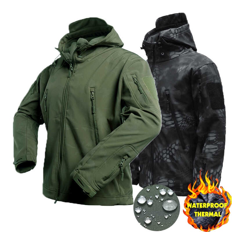 Army Black Python Camouflage Softshell Tactical Jacket Men Waterproof ...