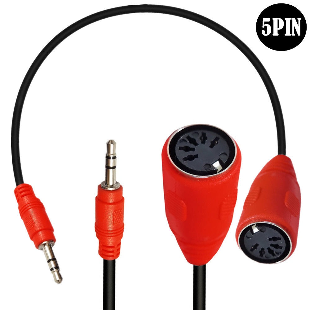 2 Adaptateurs MIDI Type-A Femelle Vers Jack 3.5mm Mâle - 35.5 Cm - Pour Synthé, Clavier, Interface Audio