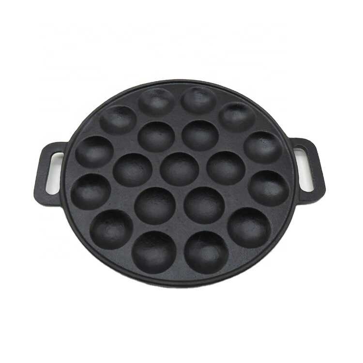 19 Holes Cast Iron Poffertjes Takoyaki Octopus Grill Tray Mold Pan ...