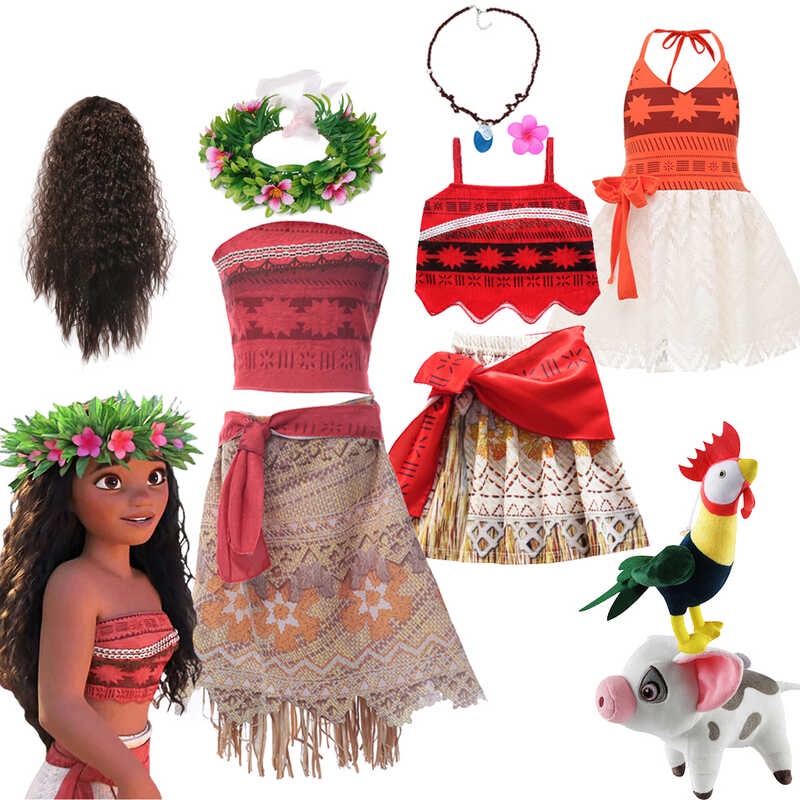 Moana Dress Children Cosplay Girls Clothes Princess Vaiana Dress ...