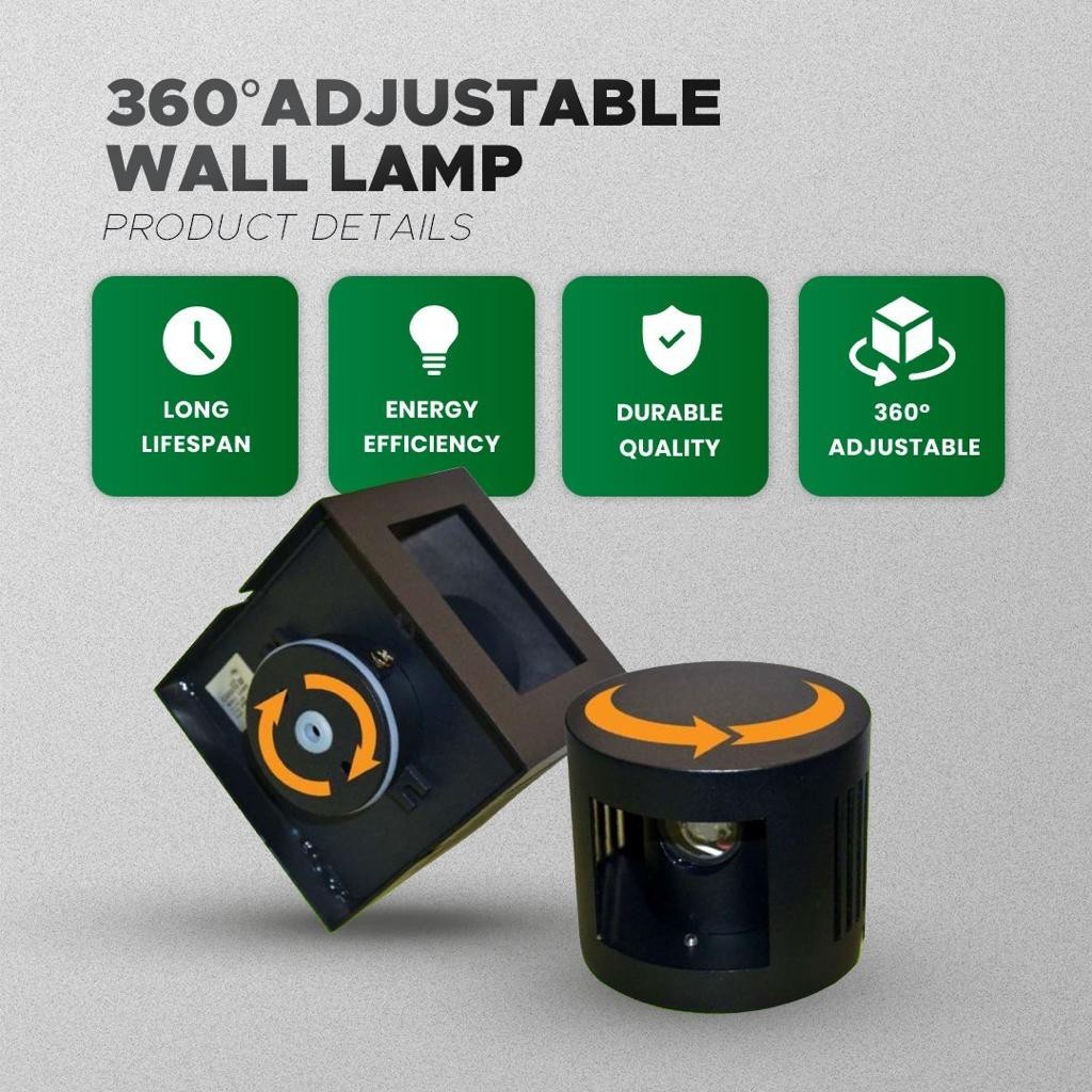 360 ADJUSTABLE LIGHT BEAM DECORATIVE LED WALL LAMP ROUND/SQUARE MODERN