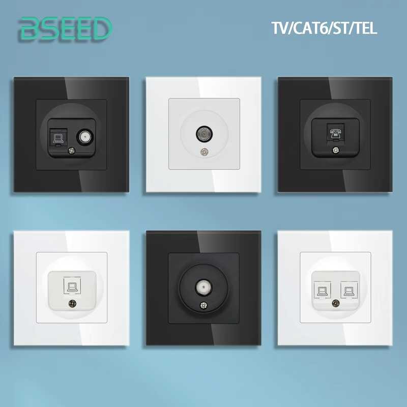 Xj BSEED EU Standrad Wall Power Plug Rj45 Internet Socket Satellite ...