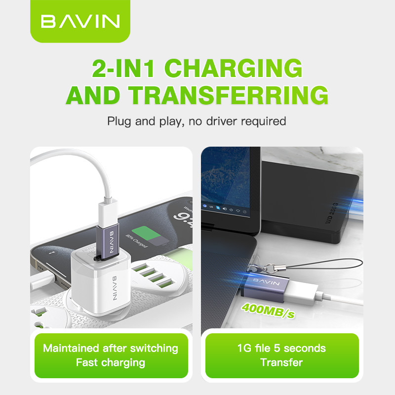 BAVIN OTG Adaptor USB 3.0 Fast Data Transfer for For iPh 16 and TYPE-C ...