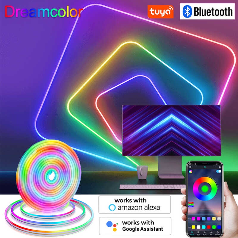 Tuya Smart RGBIC LED Neon Rope Light 10M 5M Dreamcolor WiFi/Bluetooth ...