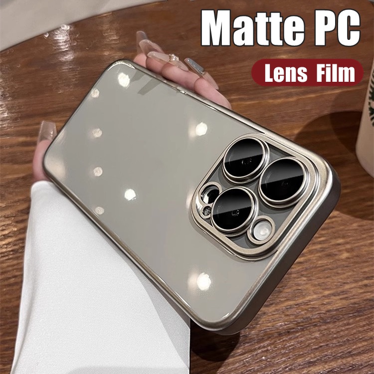 Natural Titanium Color Phone Case for IPhone 13 14 15 Pro Max 15 Plus Matte  Case Camera Protector Transparent Shockproof Cover