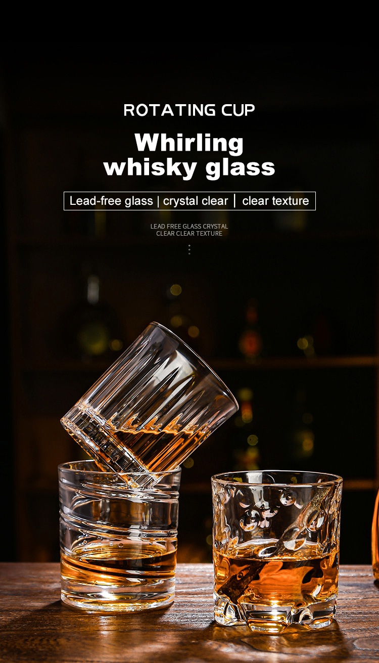 KATELV High Quality Thickened Swivel Whisky Glass Gyro Crystal Glass ...