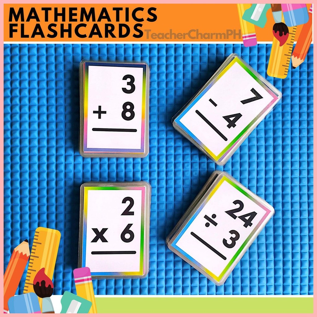 ♞MATH MDAS FLASHCARDS LAMINATED Addition Subtraction Multiplication ...