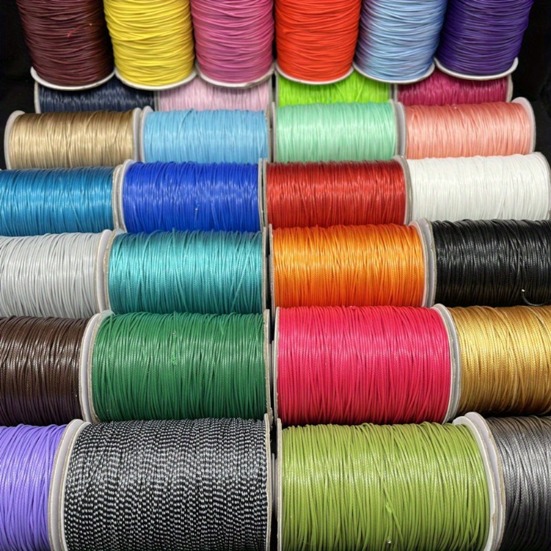 10 yards/roll 0.8mm colorful wax leather rope braided wax thread beaded ...