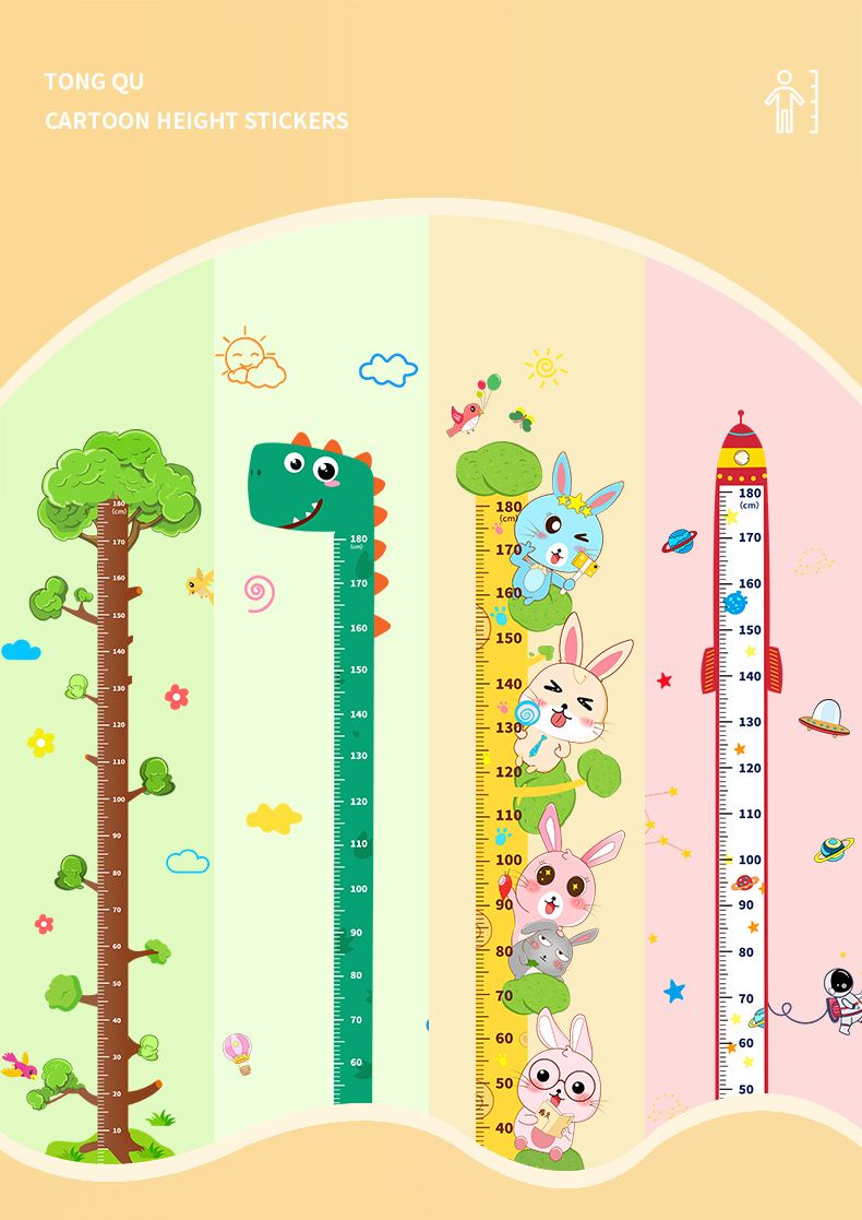 Cartoon Baby Height Sticker Measurement Height Ruler Wall Sticker ...