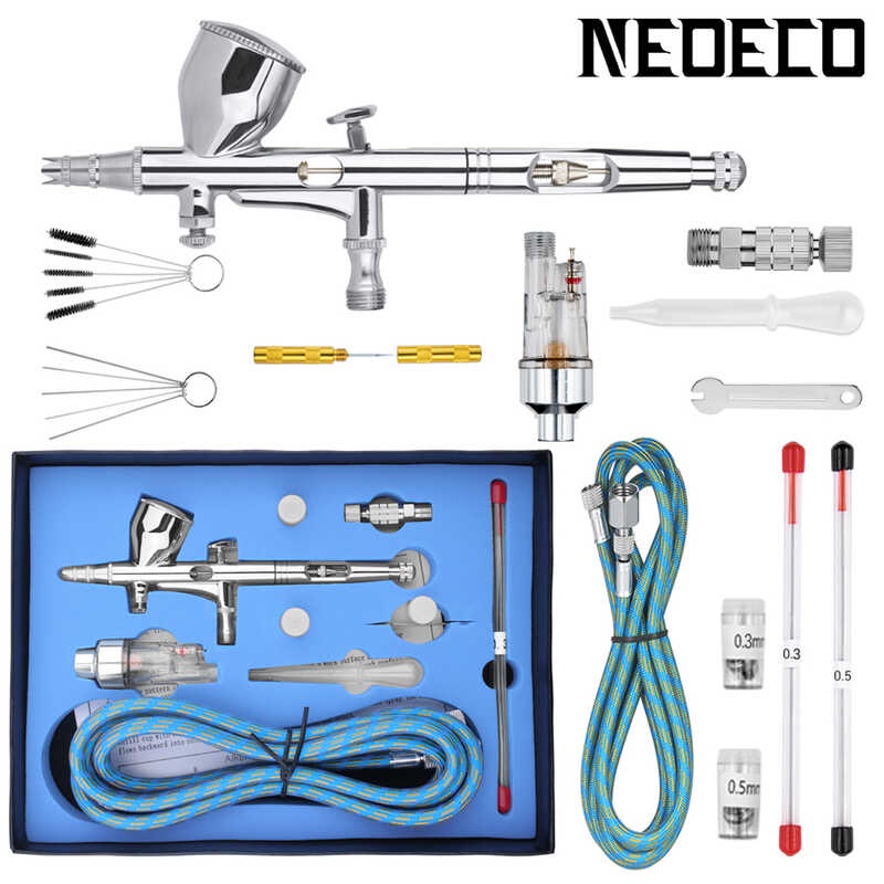 Gravity Dual-Action Mini 9Cc Airbrush Kit Paint Nail Spray Gun Makeup ...