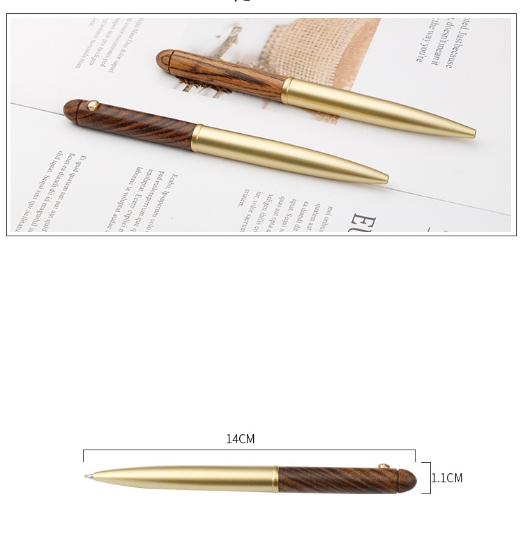 1Pc brass sandalwood ballpoint pen, black 0.5mm rotary signature pen ...