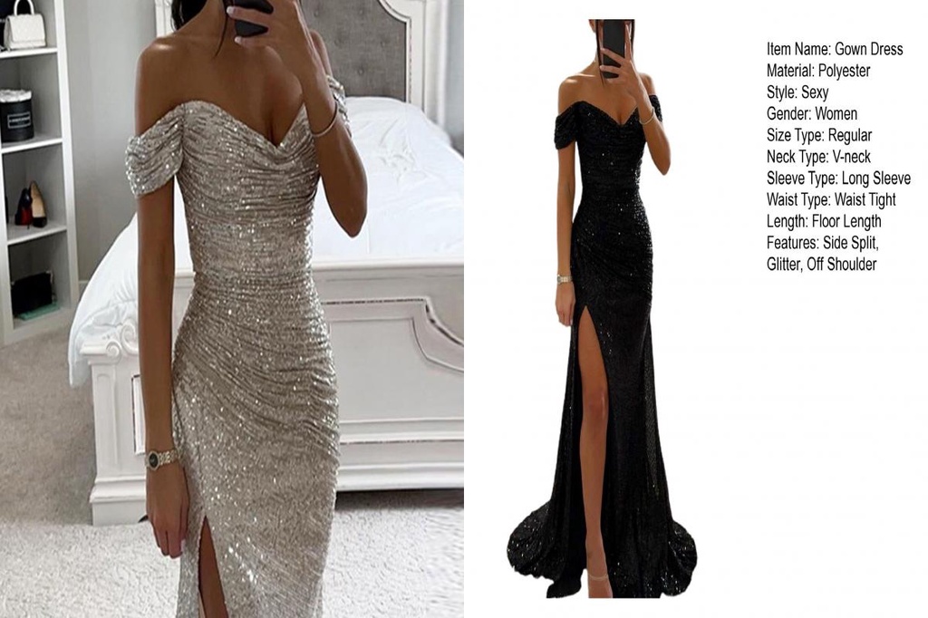 gyios elegant sequin off-shoulder maxi dress reviews Gyios dress Women Polyester Maxi Dress Elegant Sequin Spaghetti Strap  Evening Dress With Off Shoulder High Split Loose High For Lady-blue-l :  Amazon.co.uk: Fashion