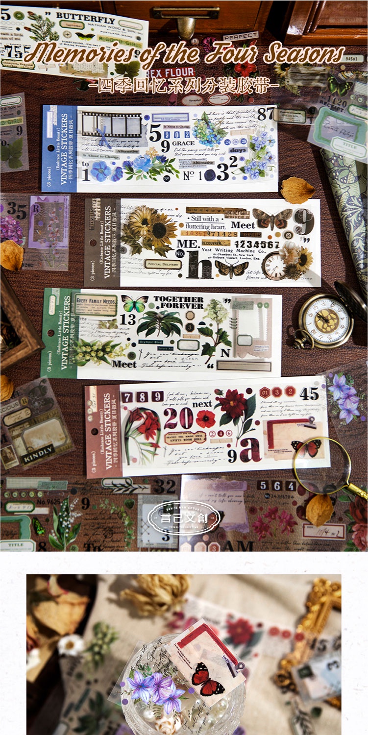 Journamm 3pcs/pack Aesthetics PET Flowers Stickers DIY CUT Scrapbooking ...