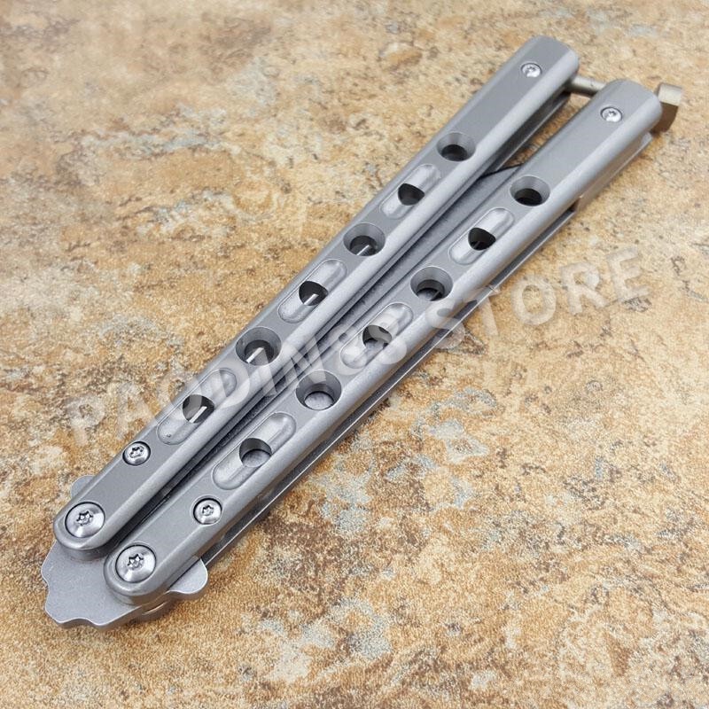 Butterfly in BM62 Trainer Sier+Green T4 titanium handle D2 blade Jilt ...