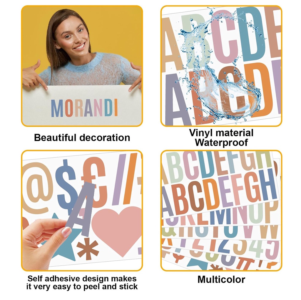 6 Pieces Set Letter Stickers 2.5 Inch Self-Adhesive Large Font Letter ...