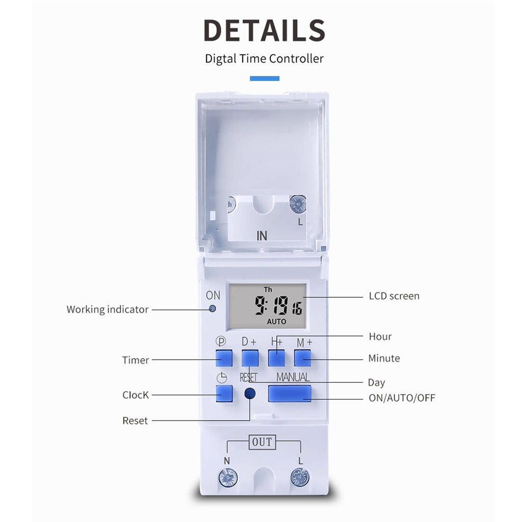 THC15A THC30A Weekly 7 Days Programmable Din Rail Digital TIME SWITCH ...