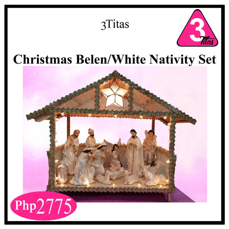 3Titas Christmas Belen/ White Nativity Belen Handcrafted/Nativity Set