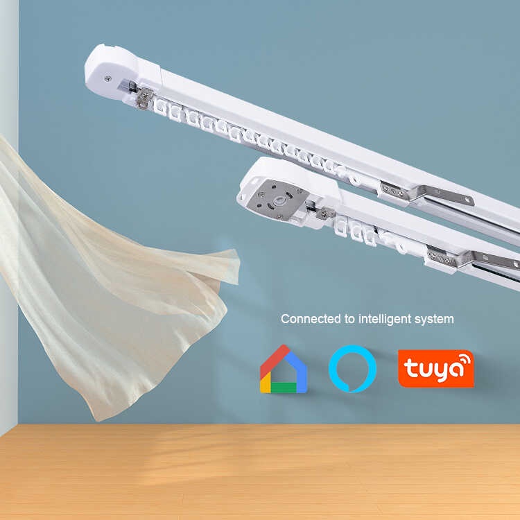 Adjustable Extendable double Rail Hotel Curtain Rod Tuya Tracks Aluminum Rails For Cubicle