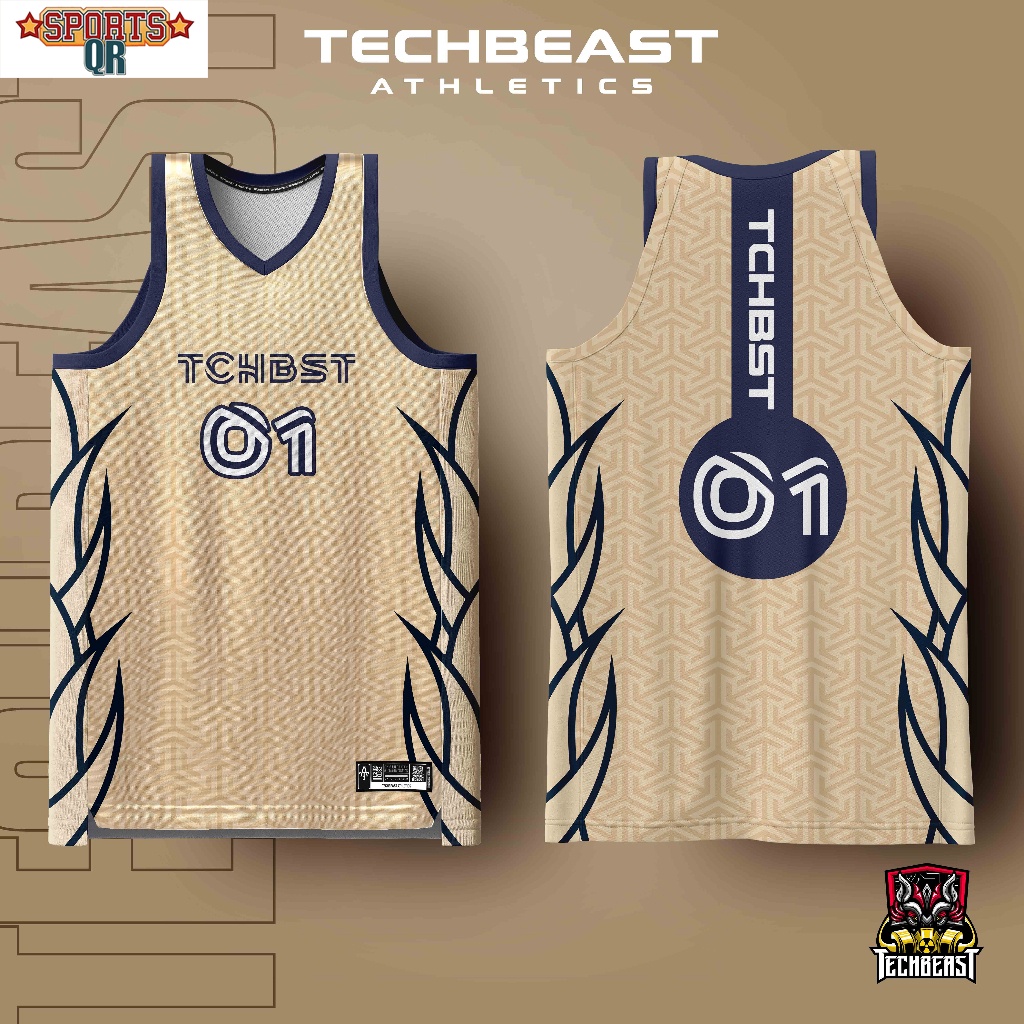 (QR SPORTS)Razor Khaki Full Sublimation Basketball Jersey Techbeast ...