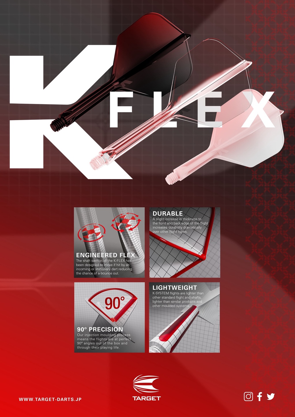 TARGET K-FLEX 【 No.6 Shape) 】Hard Material Darts Flight - TARGET Darts ...