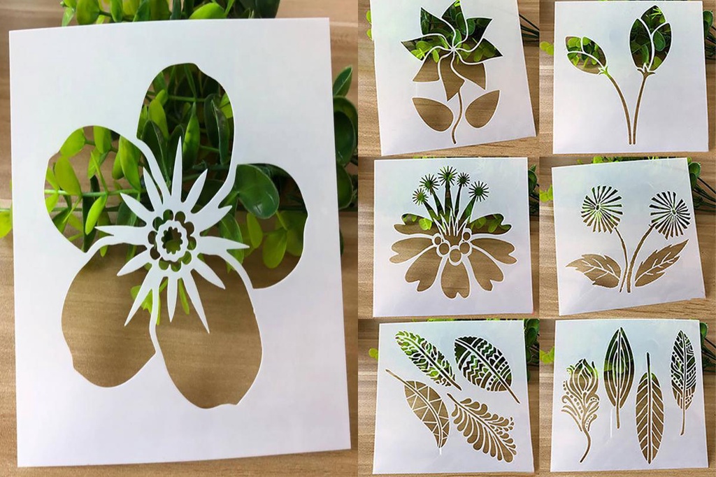 SIM| 1 Set Painting Stencil Flower Pattern Multifunctional PET Paper ...