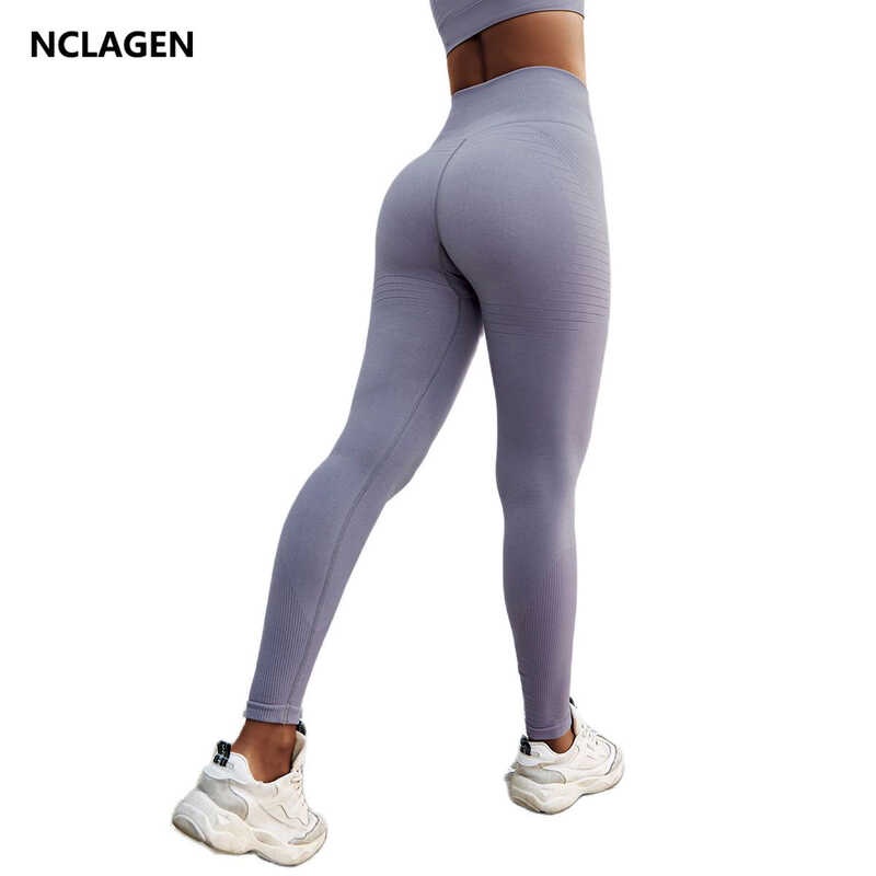 NCLAGEN Yoga Pants Women's Seamless Leggings Peach Hip High Elastic Running  Tummy Control Squat Pro