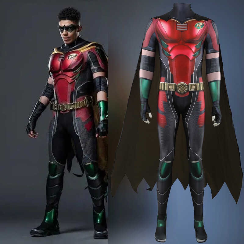 Superhero Robin Costume Cosplay Boys Spandex Zentai Suits Men Bodysuit ...