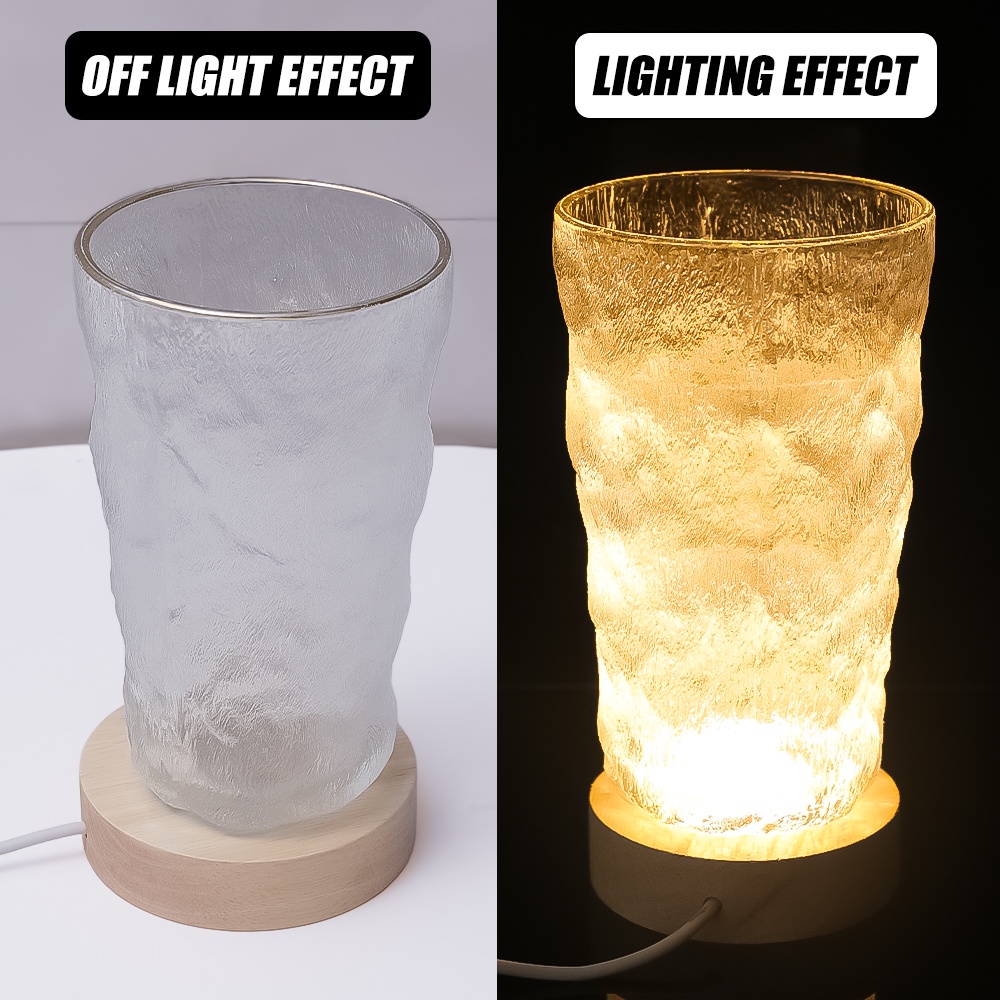 Portable USB Plug Powered Mini Round LED Glowing Wood Night Light Base ...