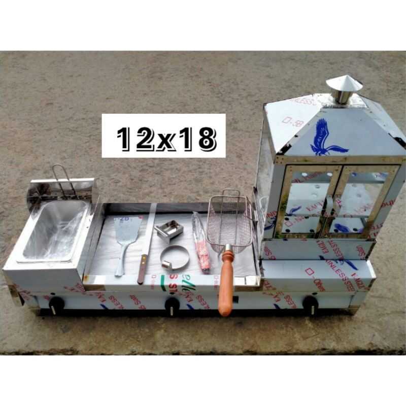 3in1 burger griddle with deep fryer and steamer 12x18 (WITH COMPLETE