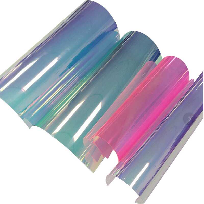 4 Sheets PVC Glitter Rainbow Film A4 Transparent Bags DIY Lage Clothing ...