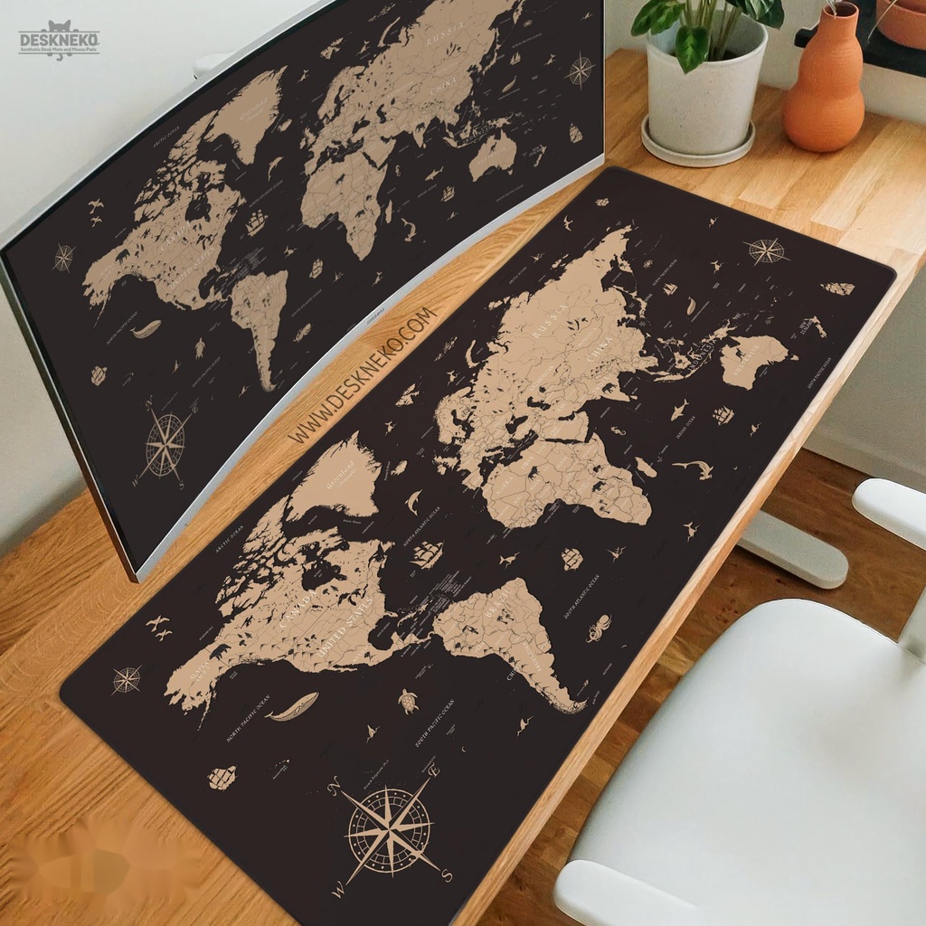 World Map Desk Mat XXL, Historical World map mousepad, extra large