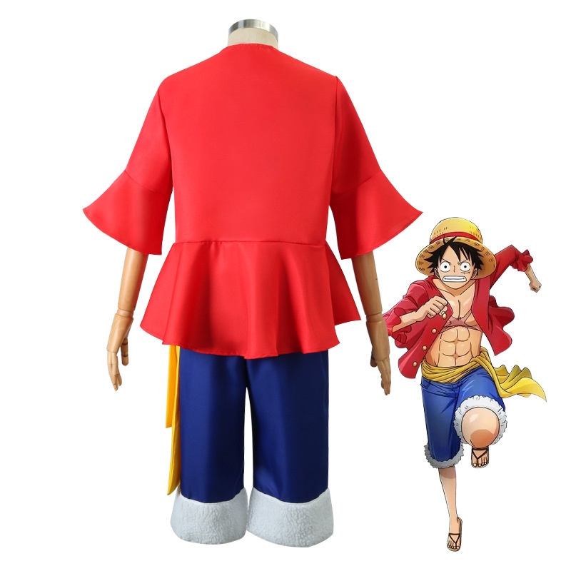 Full Set One Piece Luffy Cosplay Costume Straw Hat for Adult and