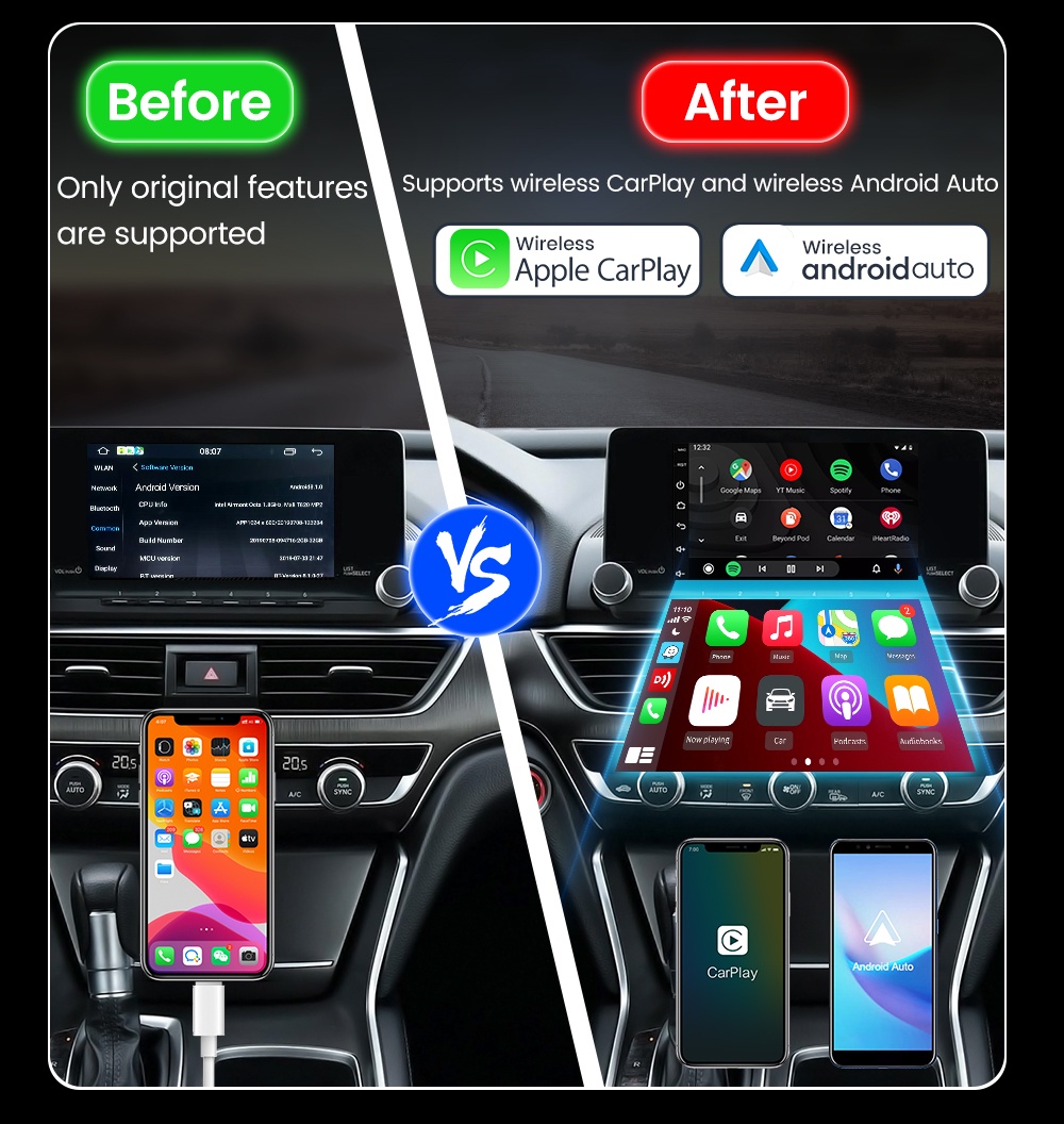Carlinkit Wireless CarPlay & Android Auto Dongle for Android Car ...