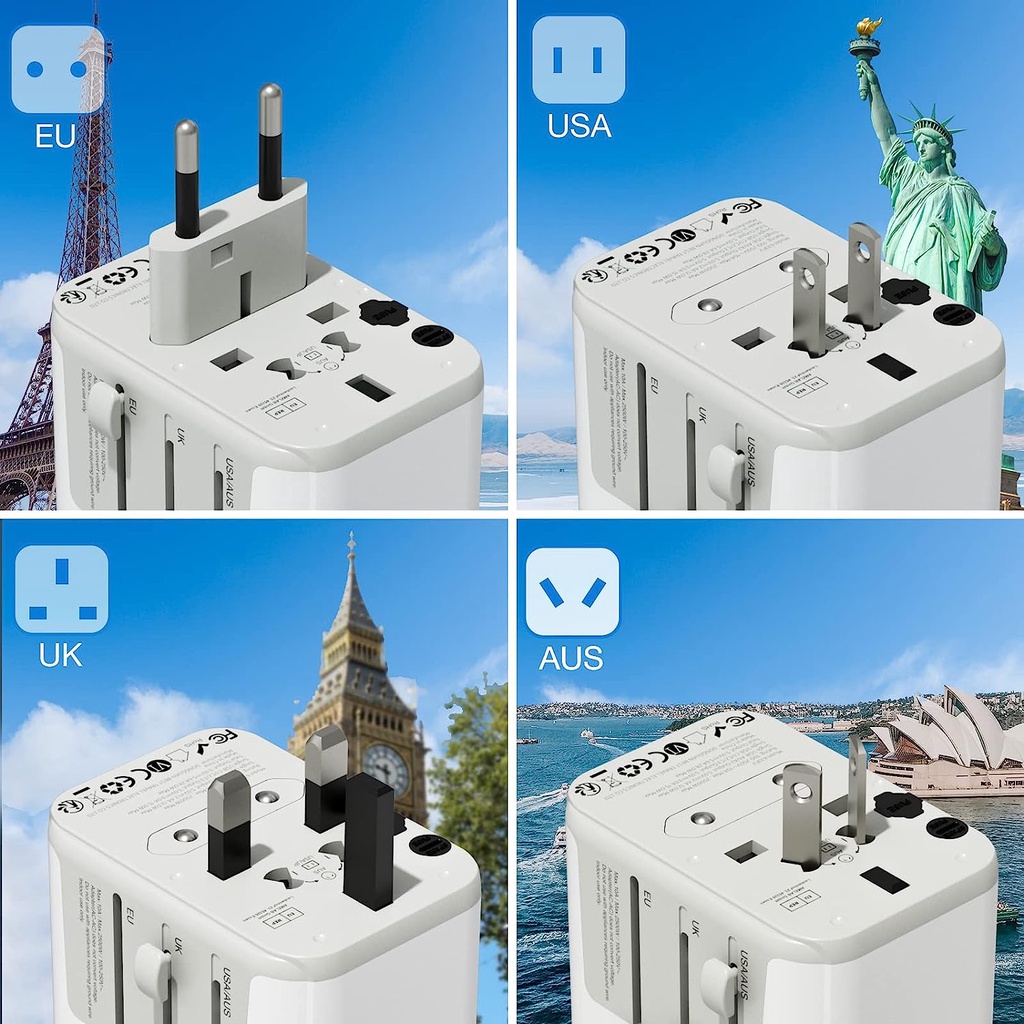 TESSAN 2500W Travel Adapter with USB+Type C,Essential for Traveling ...