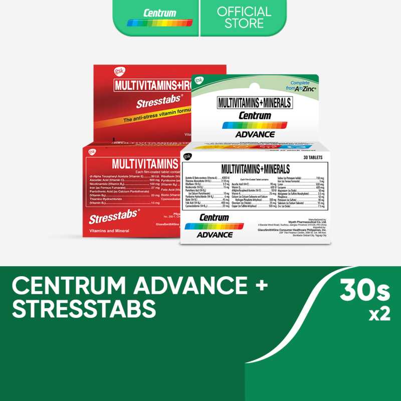 Centrum Advance 30s Multivitamins + Minerals + Stresstabs 30s