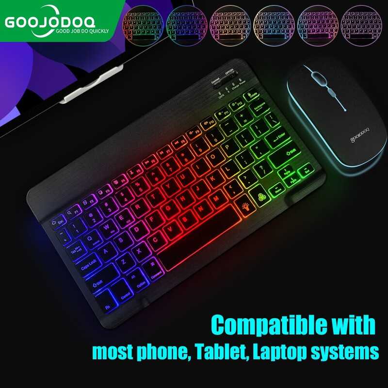 GOOJODOQ 10 Inch Backlit Backlight Keyboard At Mouse LED Color ...