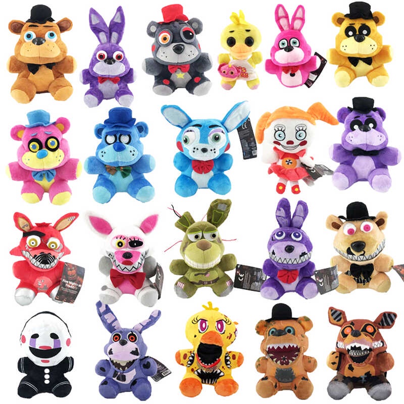 WD 18 CM FNAF Freddy's Plush Toys Brown Bear Red Foxy Rabbit Cartoon ...
