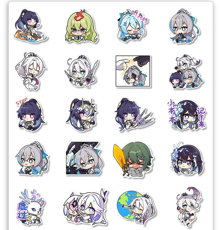 Honkai Impact 3 Stickers Q Edition Game Character DIY Decals 112 Sheets ...