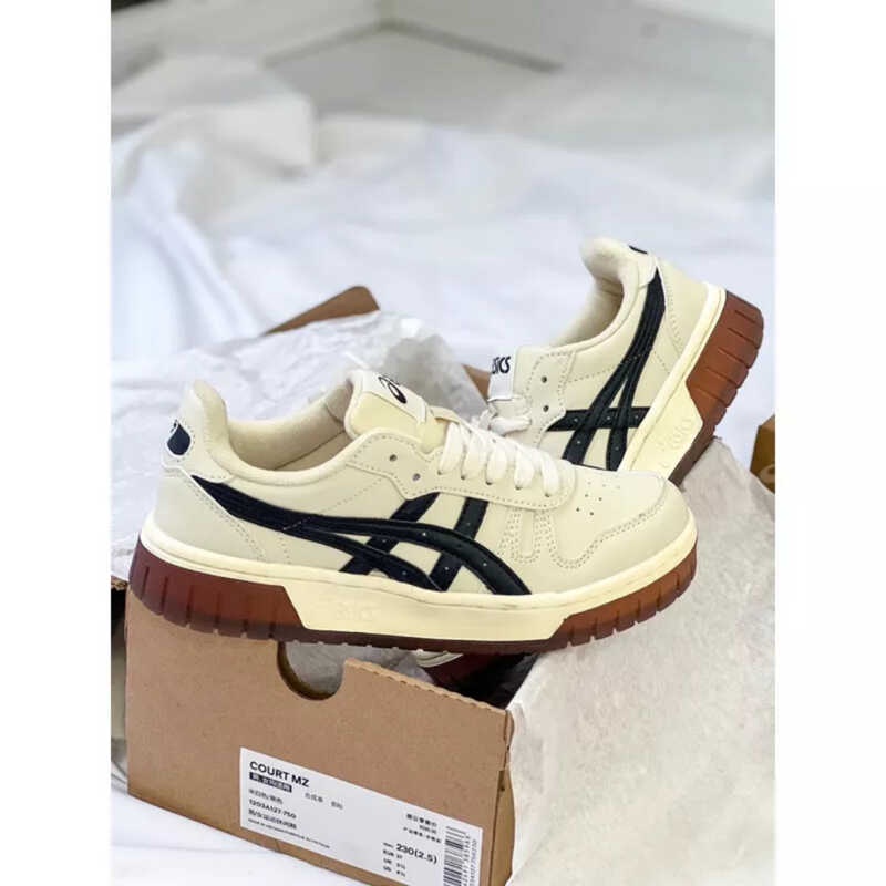 Asics Court MZ Cream Black Gum Sneakers Full Size Unisex Beautiful For ...