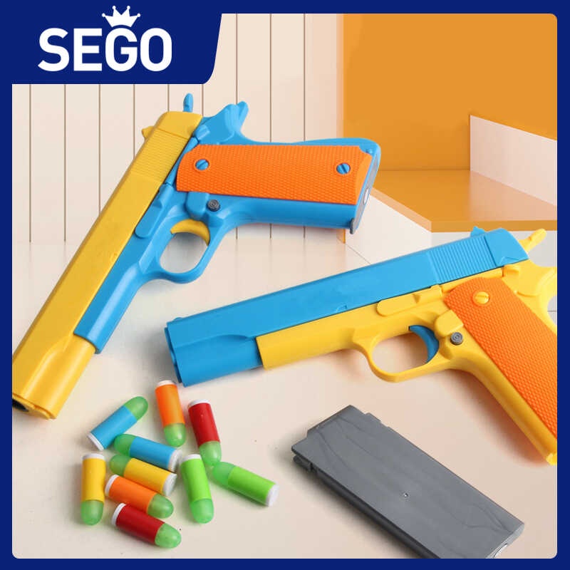 Blaster Cool Toy Gun with 10 Soft Bullets, Ejecting Magazine, Slide Action Toy Nerf Blaster