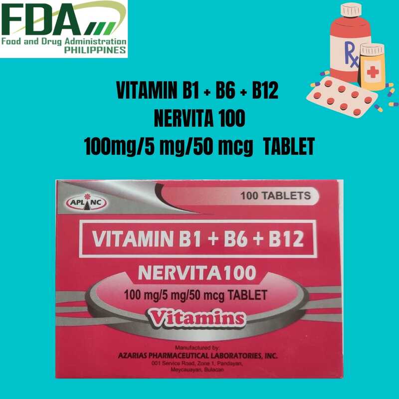NERVITA 100 Vitamin B Complex B1+B6+B12 Tablets Expiry 12/2024 Shopee Philippines