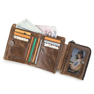 Genuine Leather Men Wallet with Coin Pocket Vintage Hasp Mens Wallets ...